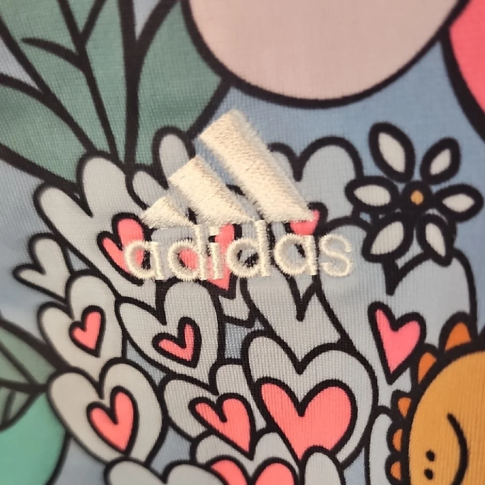 Adidas Kids Floral Bomber Jacket - Blue and Pink